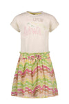 Meisjes Fancy Woven Rainbow Ss Dress With Jersey Top van Like Flo in de kleur Rainbow in maat 140.