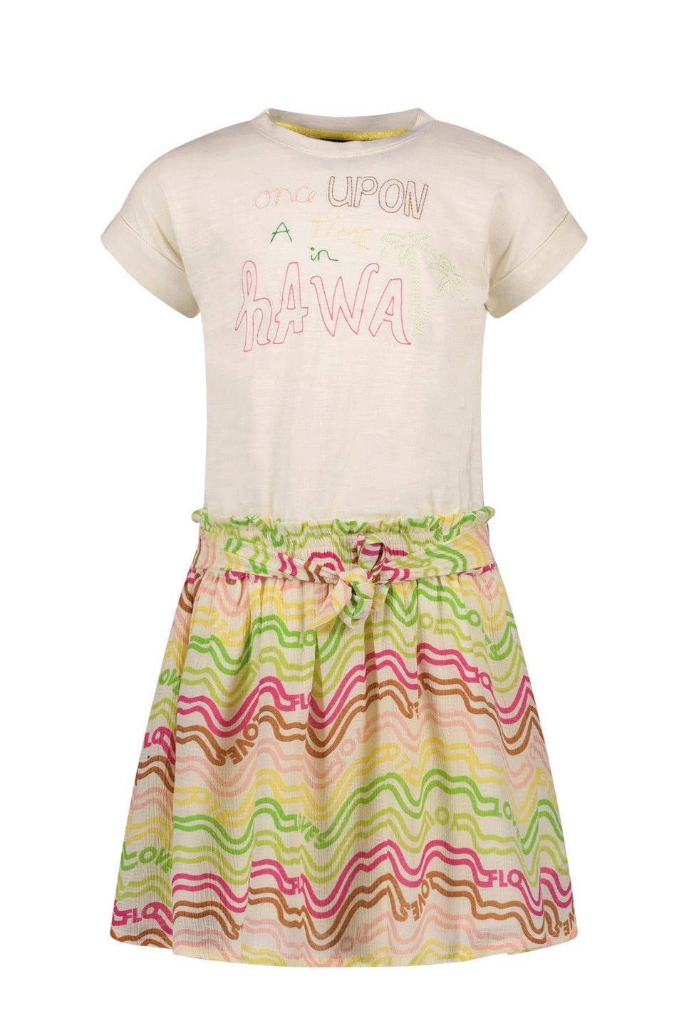 Like Flo Fancy Woven Rainbow Ss Dress With Jersey Top