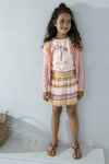 Meisjes Fancy Plisse Dress van Like Flo in de kleur Plum in maat 140.