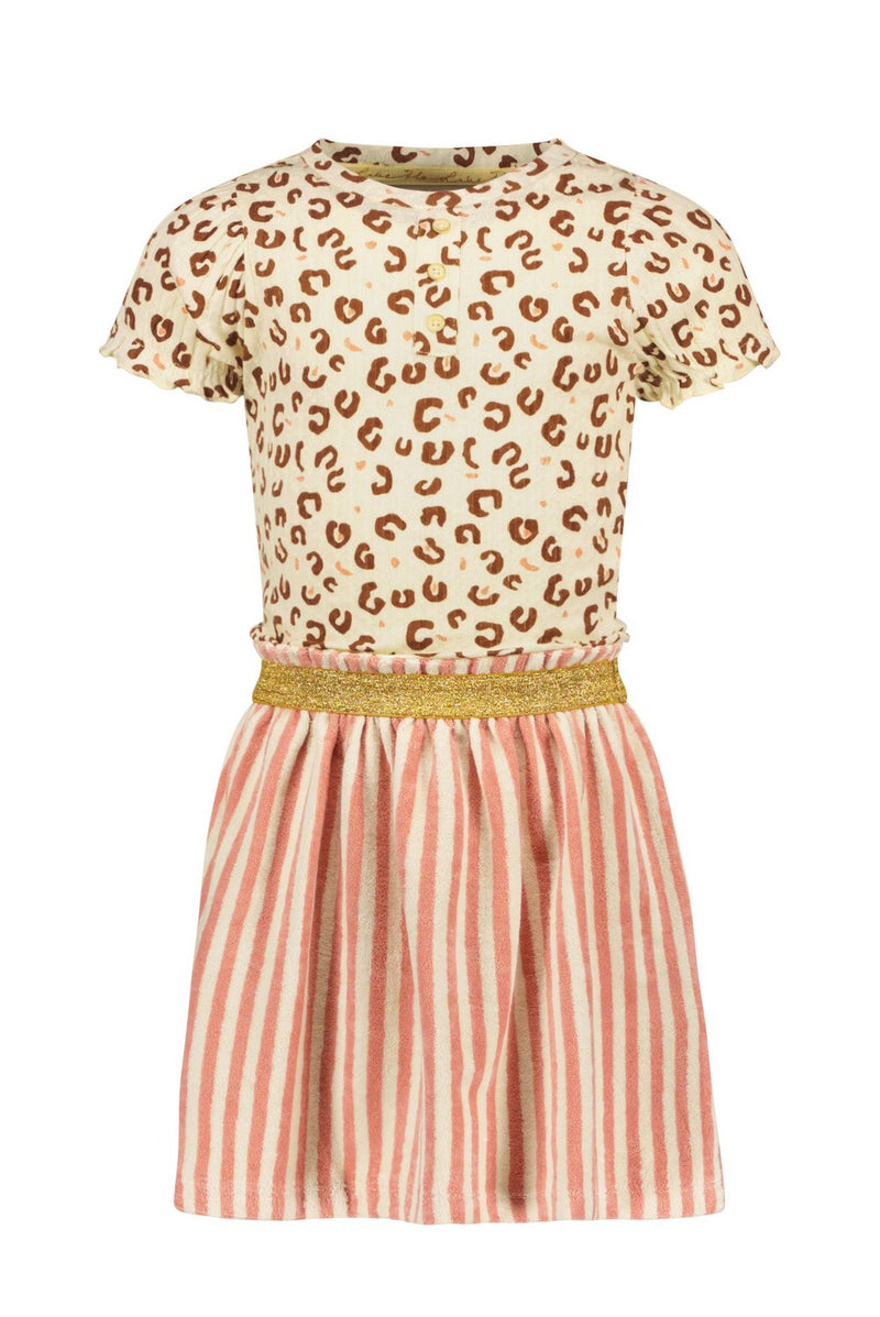 Like Flo Fancy Rib Aop Dress With Yd Terry Skirt