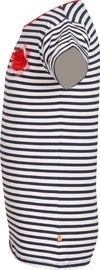 Meisjes T-shirt streep met bloem van Someone in de kleur Navy in maat 140.