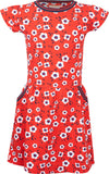 Meisjes Jurk korte mouw AOP Flowers van Someone in de kleur Red in maat 140.