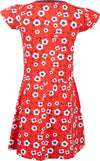 Meisjes Jurk korte mouw AOP Flowers van Someone in de kleur Red in maat 140.