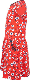 Meisjes Jurk korte mouw AOP Flowers van Someone in de kleur Red in maat 140.