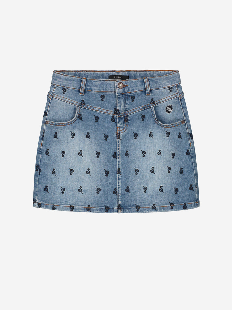 Nik & Nik Snake Denim Skirt