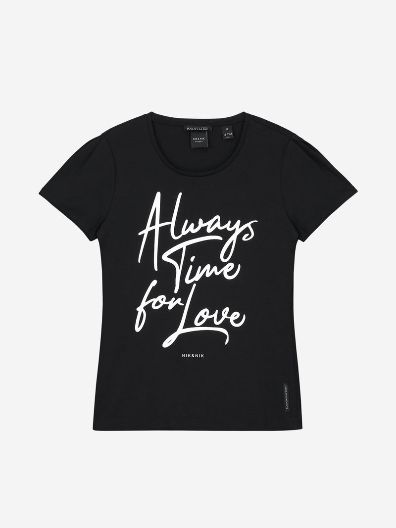 Meisjes Always Time T-Shirt van Nik & Nik in de kleur Black in maat 176.