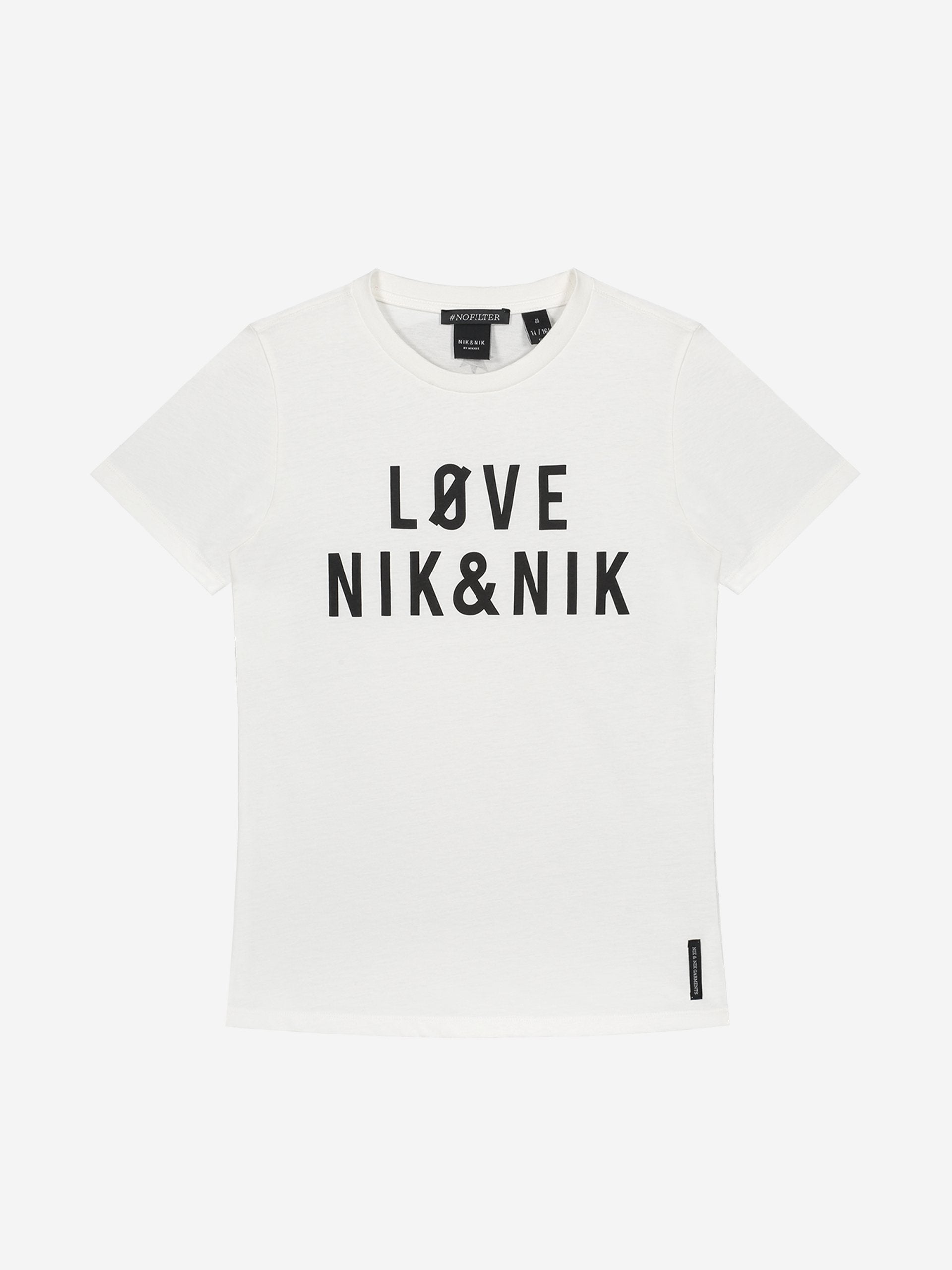 Meisjes Love Nikandnik T-Shirt van Nik & Nik in de kleur Off White in maat 176.