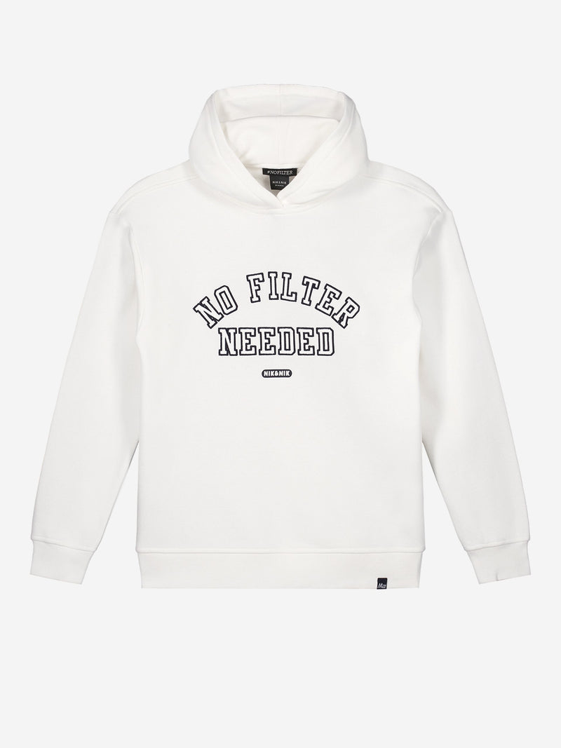 Meisjes No Filter Hoodie van Nik & Nik in de kleur Vintage White in maat 176.