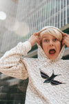 Unisexs Hooded Sweater Off White van House of Artists in de kleur Off White in maat 170-176.