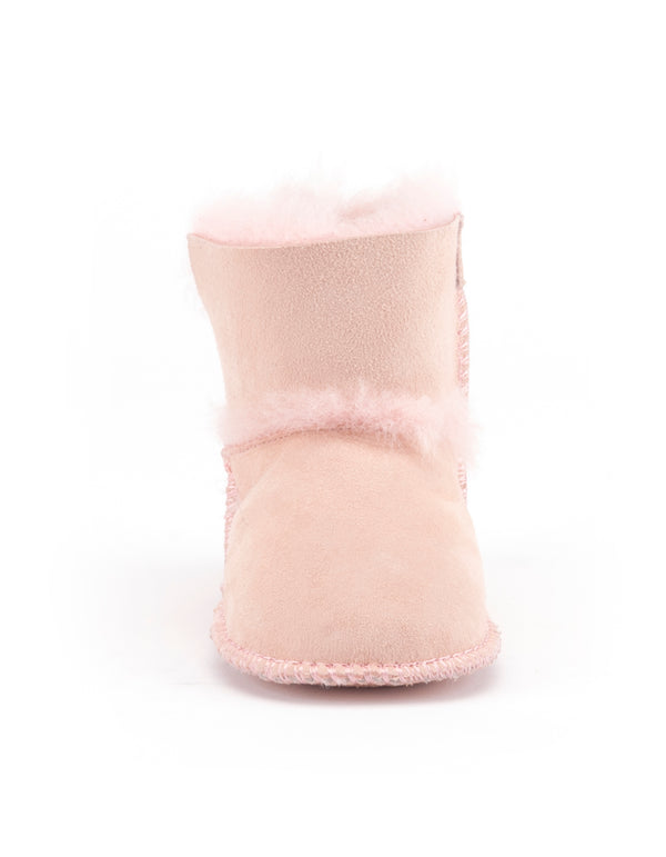 Warmbat Hay Baby bootie with velcro strap Dusty Pink