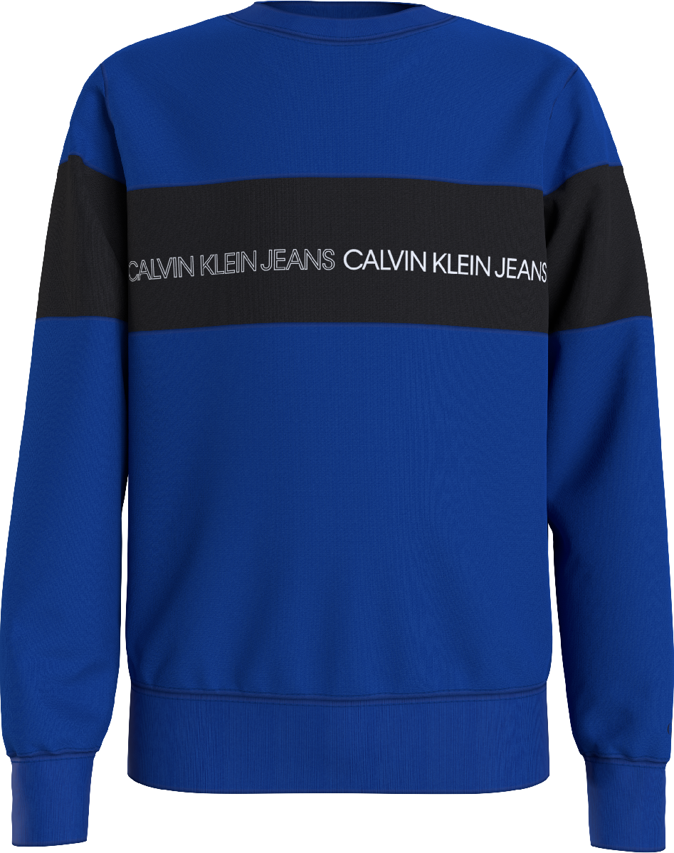 Jongens COLOUR BLOCK LOGO SWEATER van Calvin Klein in de kleur Ultra Blue in maat 176.