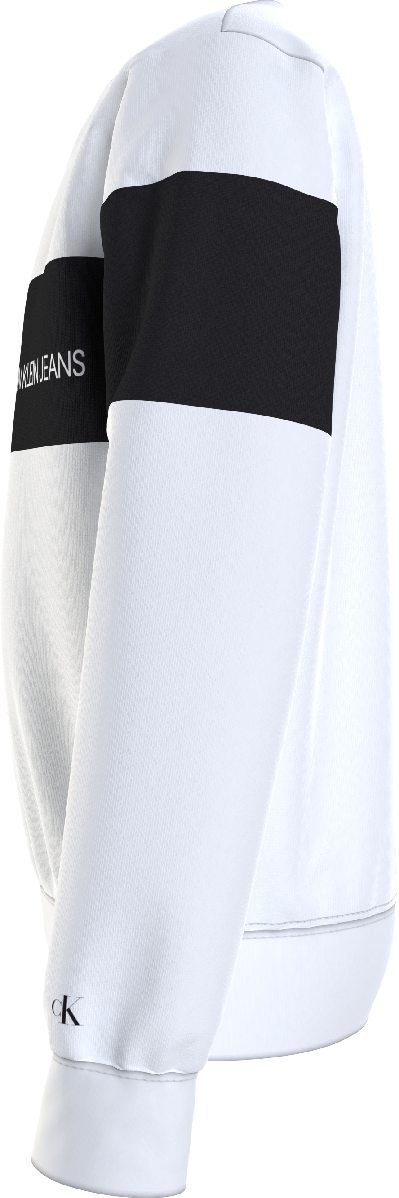 Jongens COLOUR BLOCK LOGO SWEATER van Calvin Klein in de kleur Bright White in maat 176.
