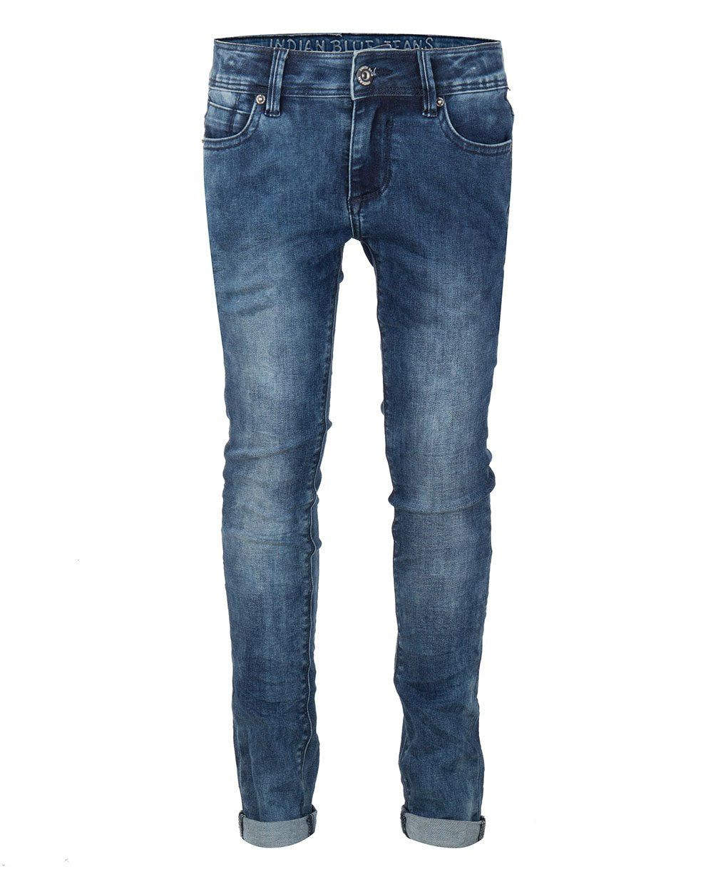 Jongens BLUE ANDY FLEX SKINNY FIT NOOS van Indian Blue Jeans in de kleur Dark Denim in maat 176.