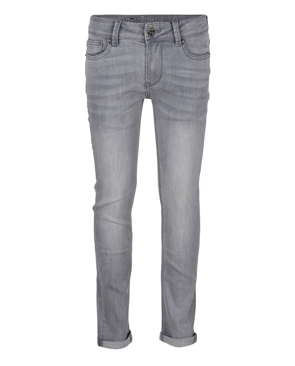 Jongens GREY RYAN SKINNY FIT NOOS van Indian Blue Jeans in de kleur Grey Denim in maat 176.