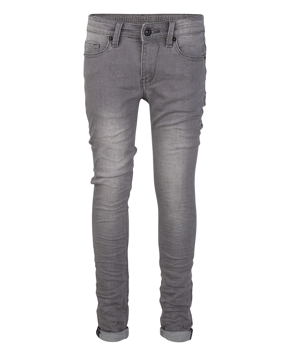 Jongens Grey Ryan Skinny Fit van Indian Blue Jeans in de kleur Light Grey Denim in maat 176.