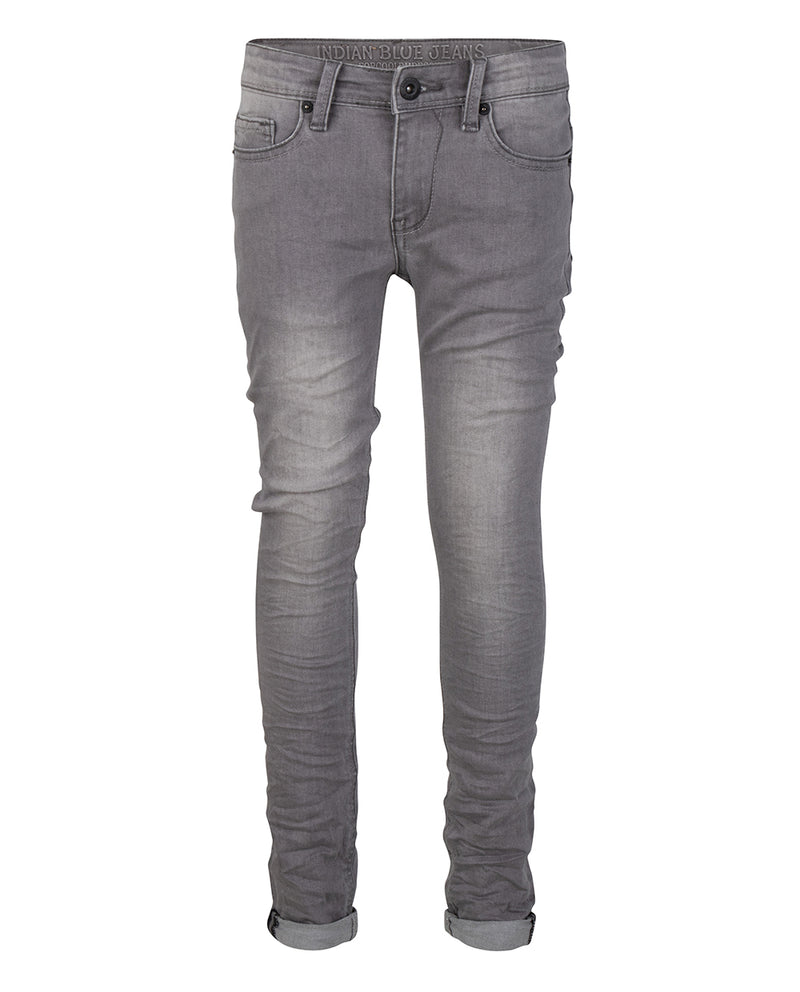 Jongens Grey Ryan Skinny Fit van Indian Blue Jeans in de kleur Light Grey Denim in maat 176.