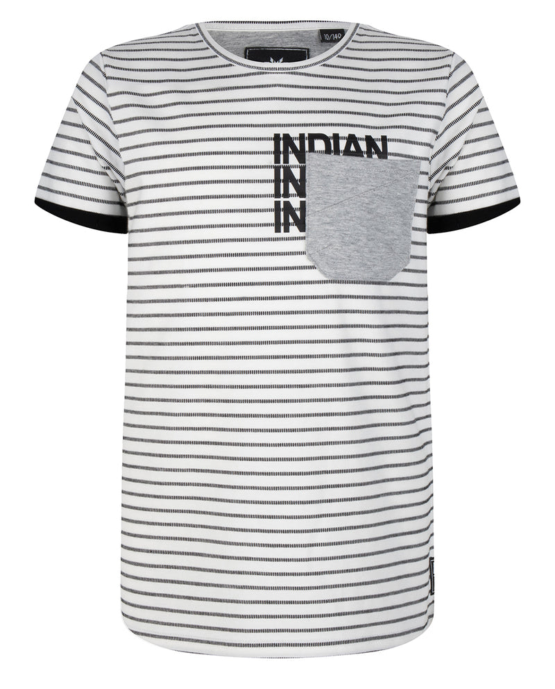 Jongens T-Shirt Ss Stripe van Indian Blue Jeans in de kleur White in maat 176.