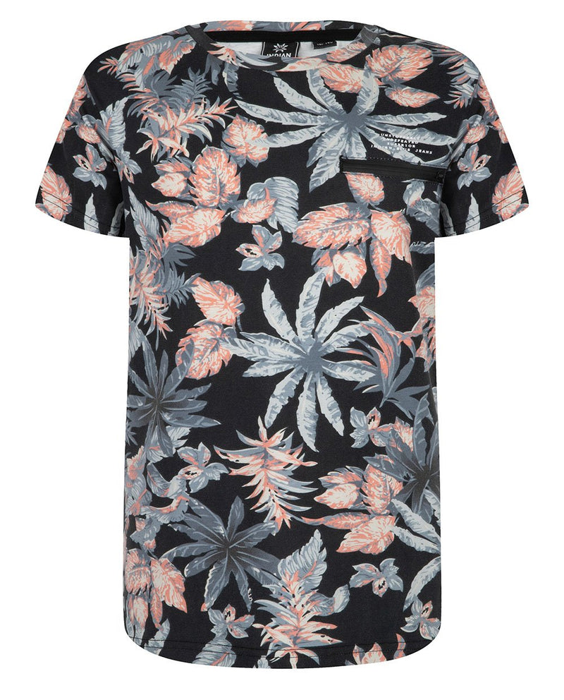 Jongens T-SHIRT SS LEAVES van Indian Blue Jeans in de kleur Fancy Print in maat 176.