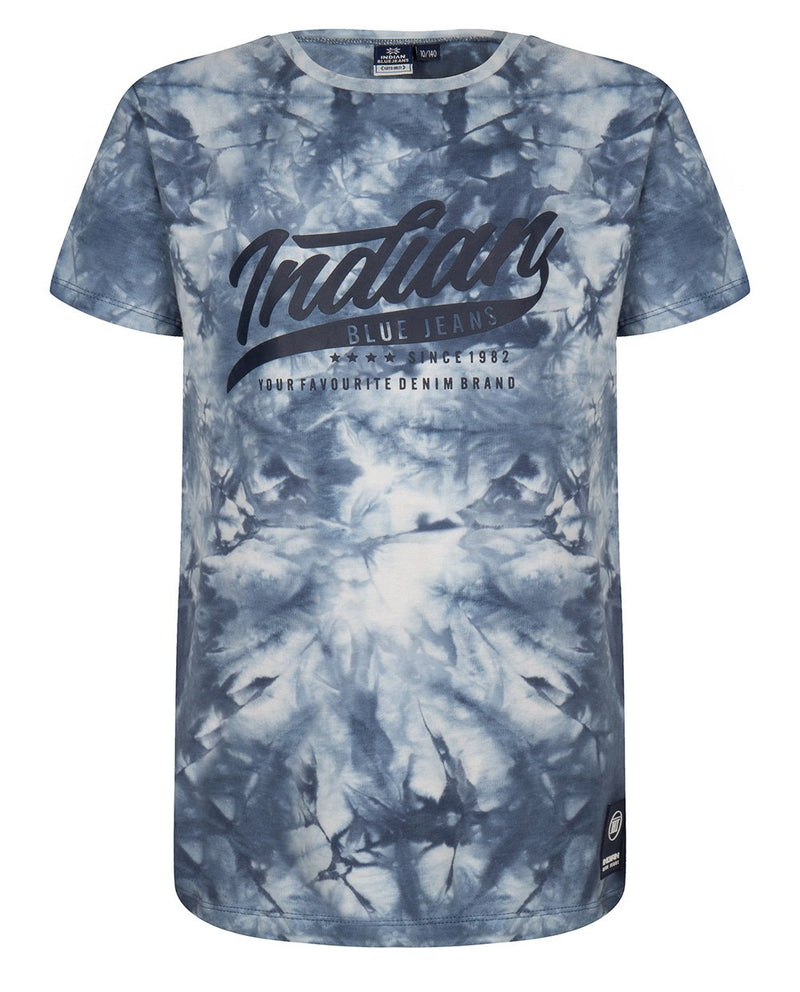 Jongens T-SHIRT SS TIE DYE INDIAN van Indian Blue Jeans in de kleur Washed Blue in maat 176.