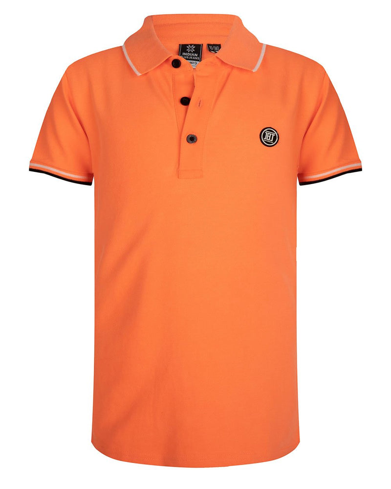 Jongens POLO SS BASIC van Indian Blue Jeans in de kleur Bright Orange in maat 176.