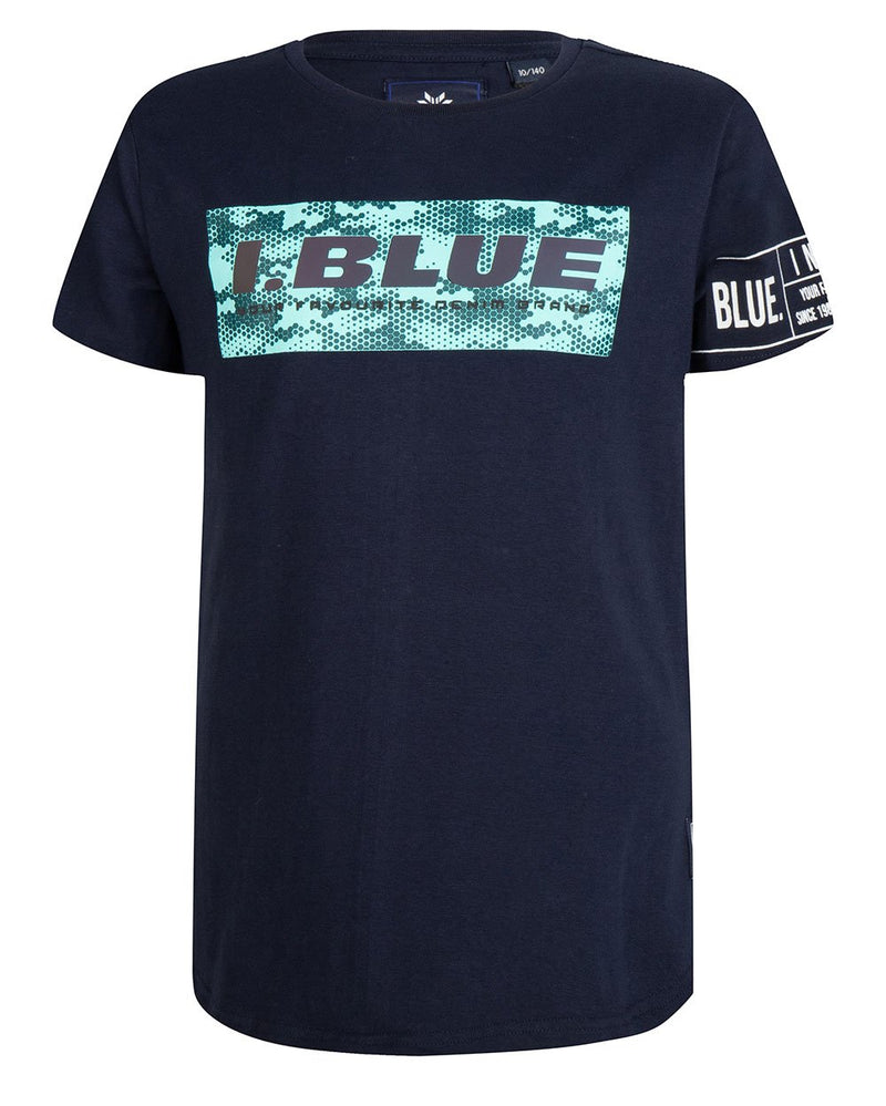 Jongens T-SHIRT SS I.BLUE REFLECTOR van Indian Blue Jeans in de kleur Navy Blue in maat 176.