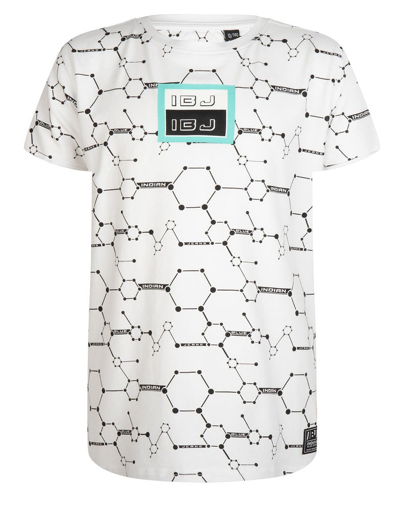 Jongens T-SHIRT SS GRAPHIC IBJ van Indian Blue Jeans in de kleur White in maat 176.