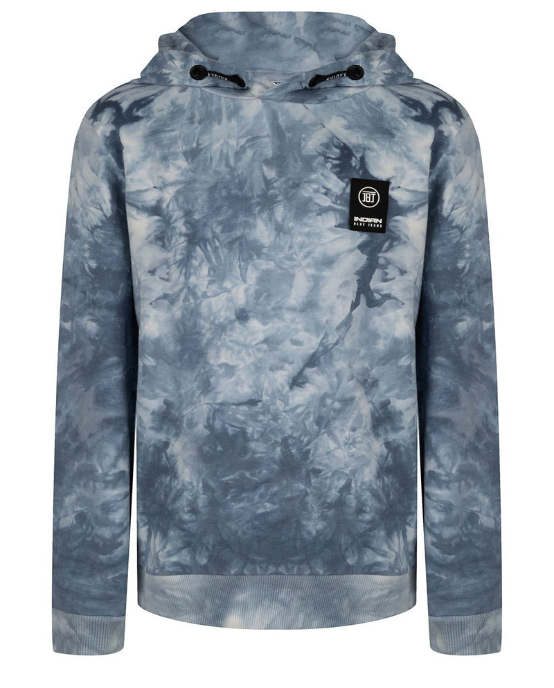 Jongens HOODED TIE DYE van Indian Blue Jeans in de kleur Washed Blue in maat 176.