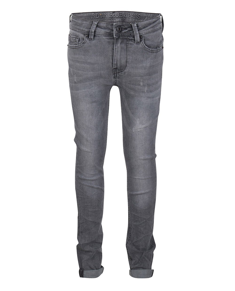 Jongens GREY RYAN SKINNY FIT van Indian Blue Jeans in de kleur Used Grey Denim in maat 176.