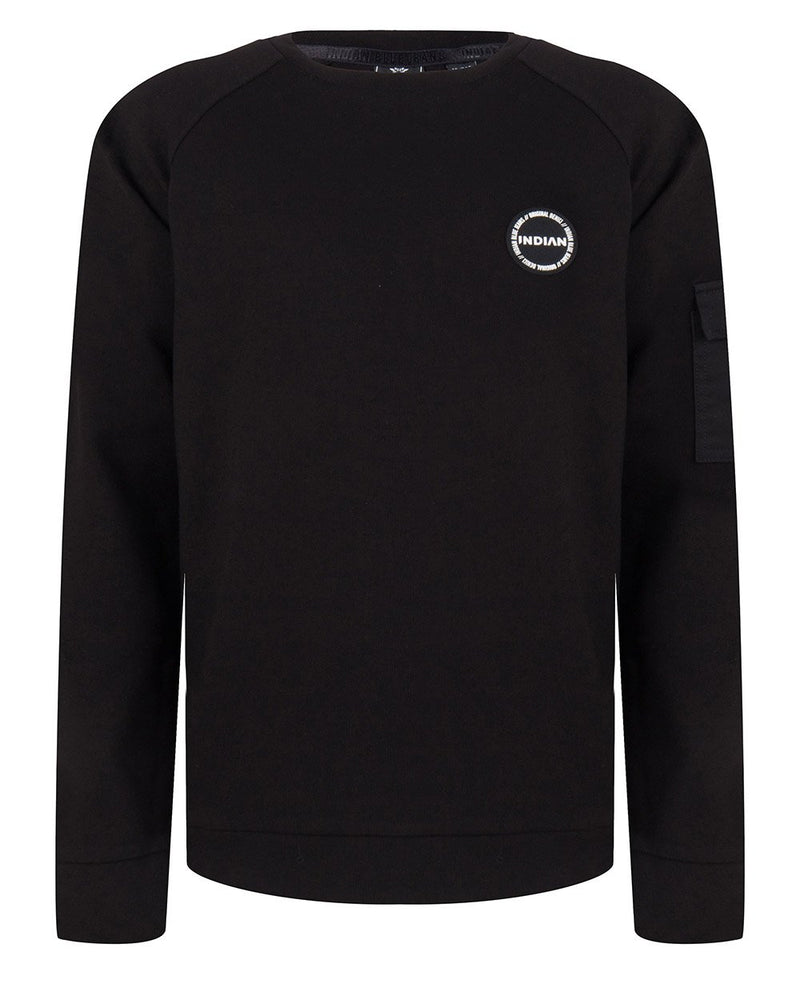 Jongens CREWNECK POCKET SLEEVE van Indian Blue Jeans in de kleur Black in maat 176.