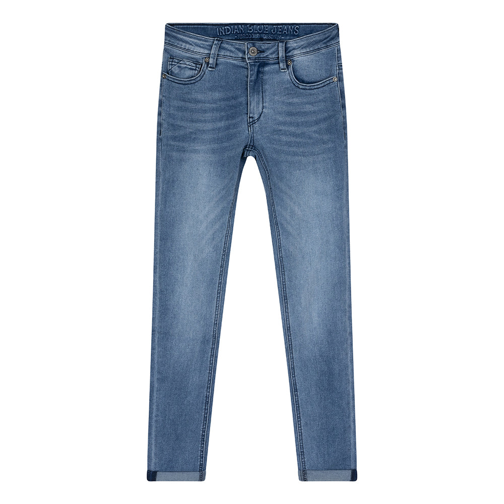 Jongens Blue Ryan Skinny Fit van Indian Blue Jeans in de kleur Used Medium Denim in maat 176.