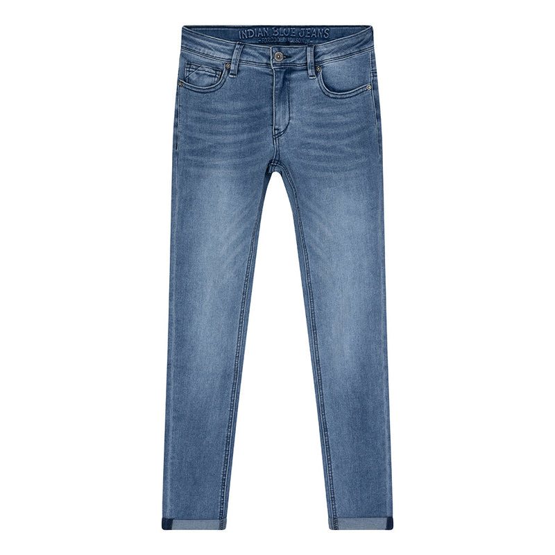 Jongens Blue Ryan Skinny Fit van Indian Blue Jeans in de kleur Used Medium Denim in maat 176.