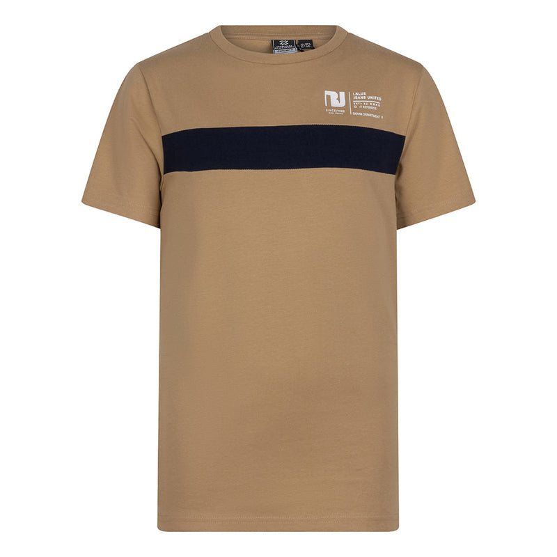 Jongens T-Shirt Colorblock I.Blue van Indian Blue Jeans in de kleur Sand Caramel in maat 176.