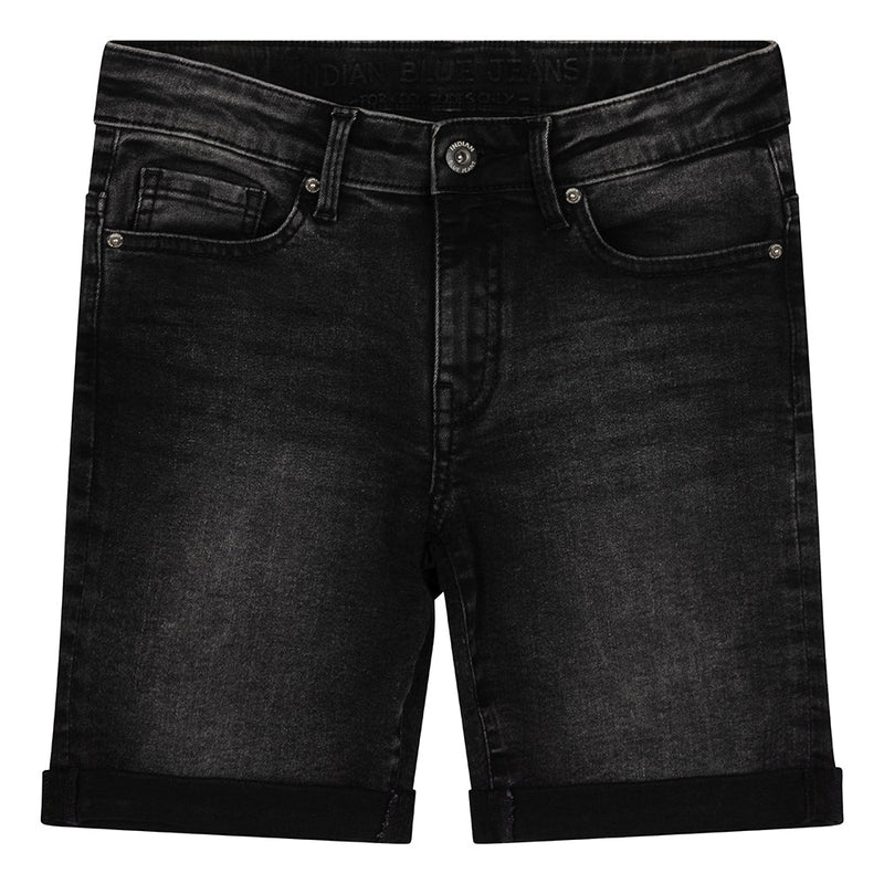 Jongens Black Andy Short van Indian Blue Jeans in de kleur Black Denim in maat 176.