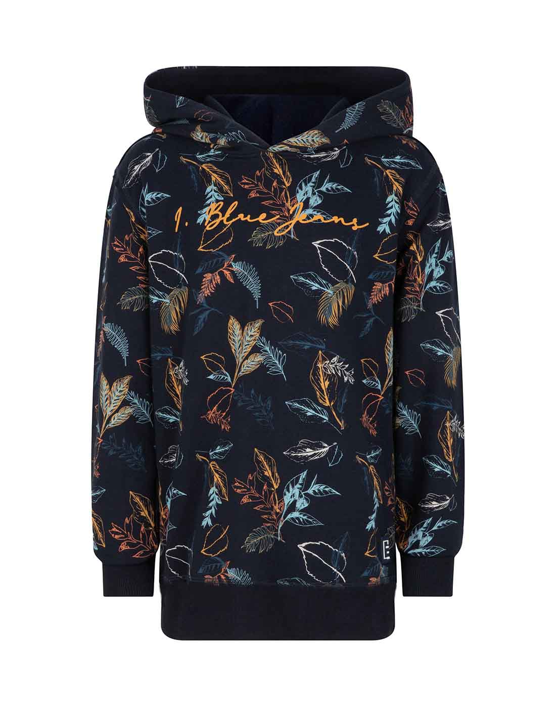 Indian Blue Jeans Hooded Sweater All Over Leaves