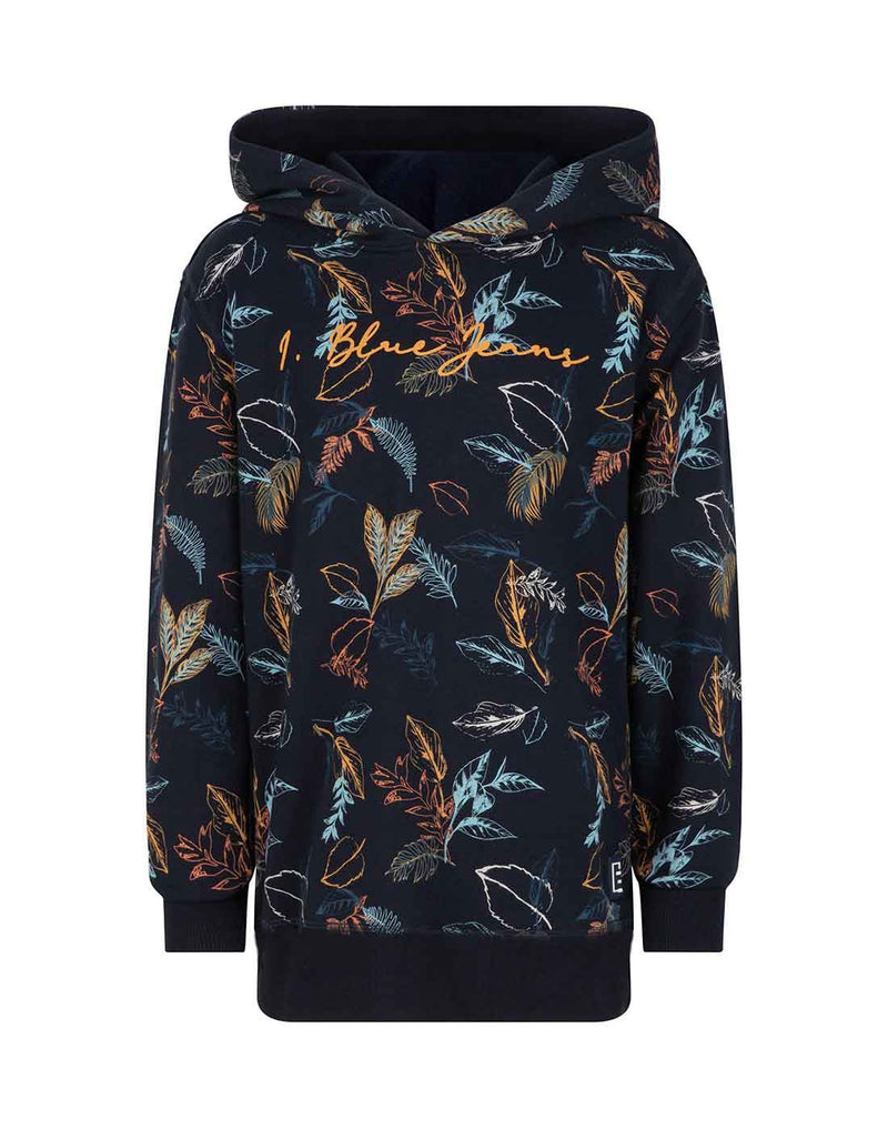 Indian Blue Jeans Hooded Sweater All Over Leaves