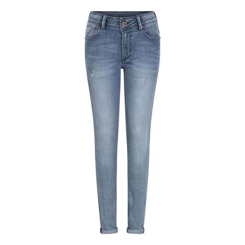 Jongens Blue Grey Brad Super Skinny Fit van Indian Blue Jeans in de kleur Blue Grey Denim in maat 176.