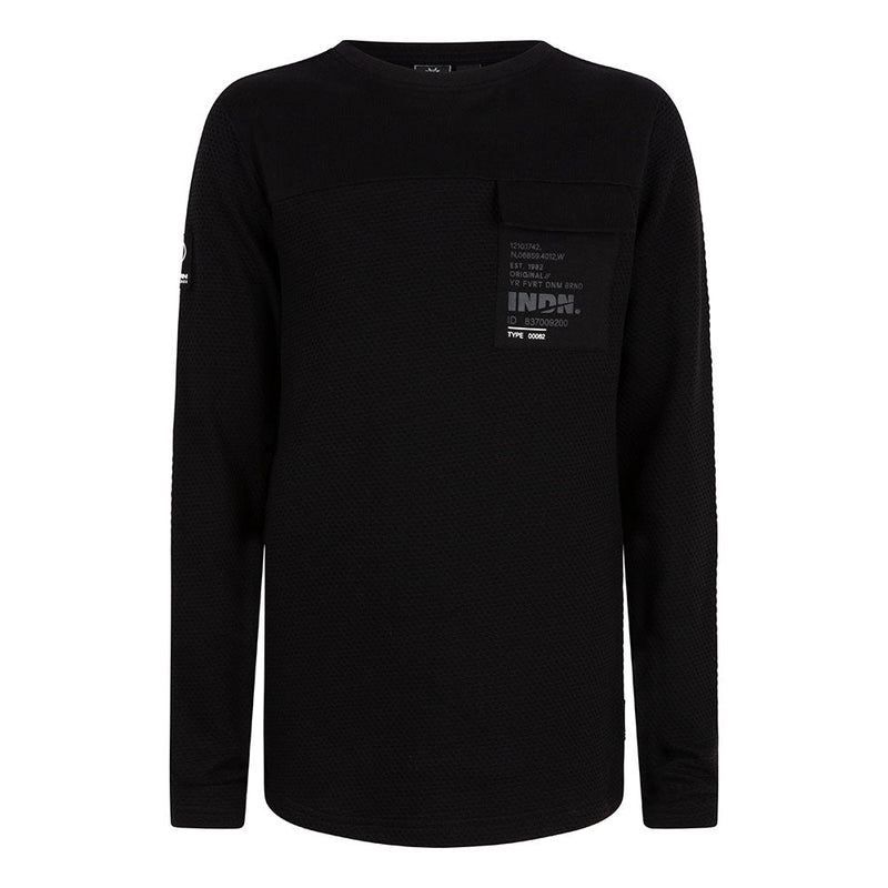 Jongens T-Shirt Ls Fancy Waffle Pkt van Indian Blue Jeans in de kleur Black in maat 176.