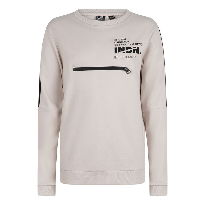 Jongens Crewneck Tape Zip van Indian Blue Jeans in de kleur Fossil Kit in maat 176.