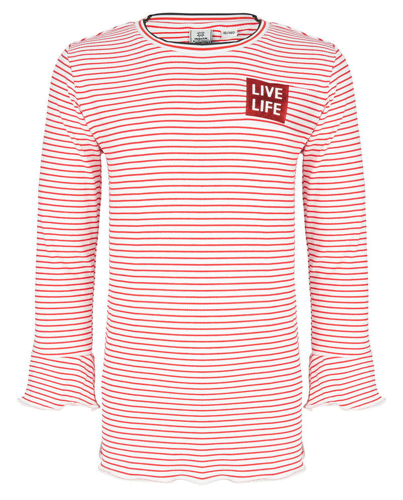 Meisjes T-Shirt Ls Life van Indian Blue Jeans in de kleur Striped in maat 176.