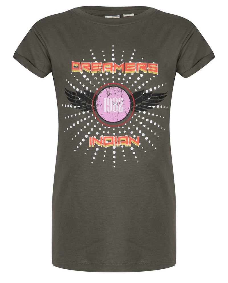 Meisjes T-SHIRT SS 1982 van Indian Blue Jeans in de kleur Olive in maat 176.