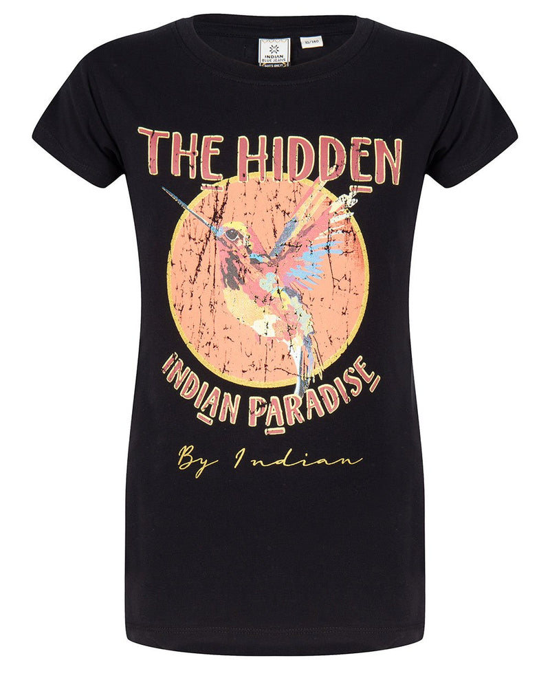 Meisjes T-SHIRT SS PARADISE van Indian Blue Jeans in de kleur Black in maat 176.