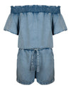 Meisjes TENCEL JUMPSUIT van Indian Blue Jeans in de kleur Medium Denim in maat 176.