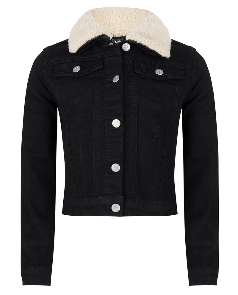 Meisjes DENIM JACKET van Indian Blue Jeans in de kleur Black Denim in maat 176.