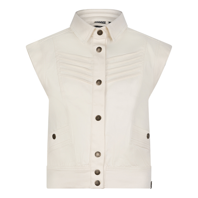 Meisjes Gilet Fancy Twill van Indian Blue Jeans in de kleur Off White in maat 176.
