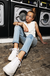 Meisjes Cropped Singlet Rib Zip van Indian Blue Jeans in de kleur Off White in maat 176.