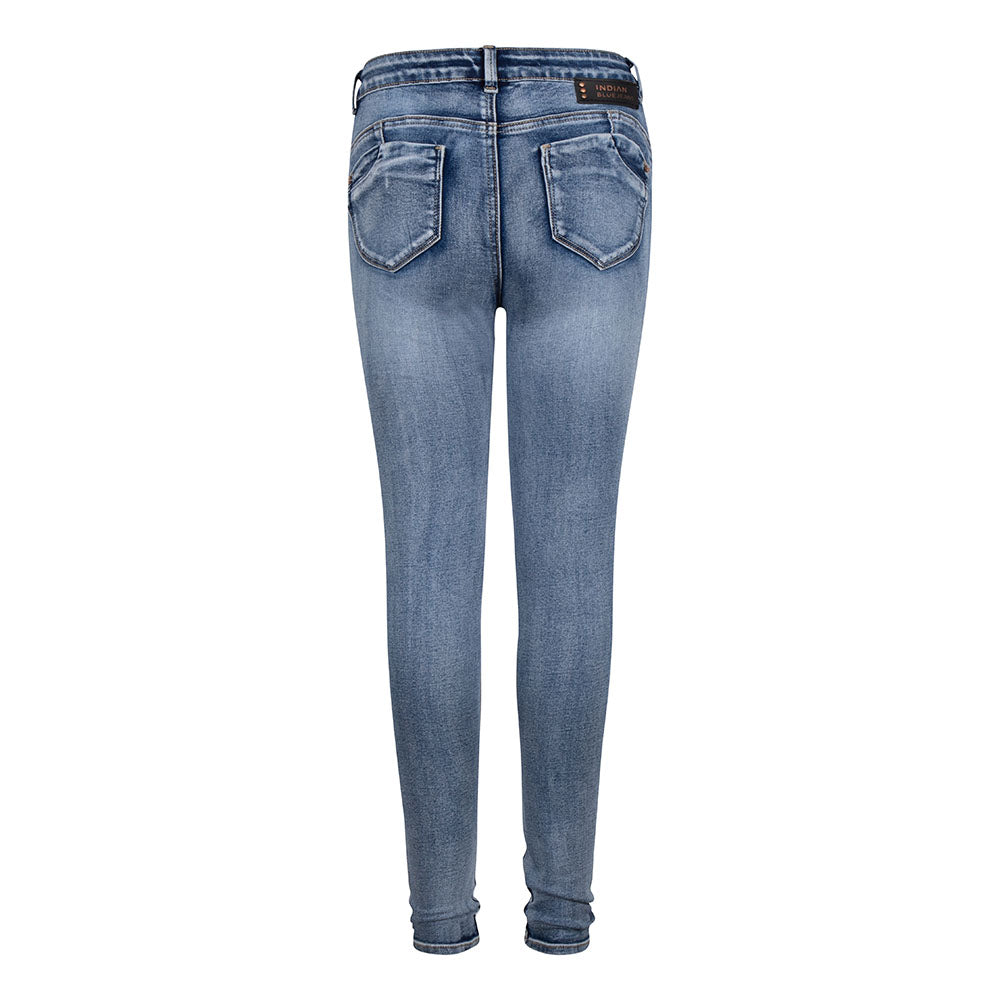 Meisjes Blue Lois High Waist Skinny Fit van Indian Blue Jeans in de kleur Used Medium Denim in maat 176.