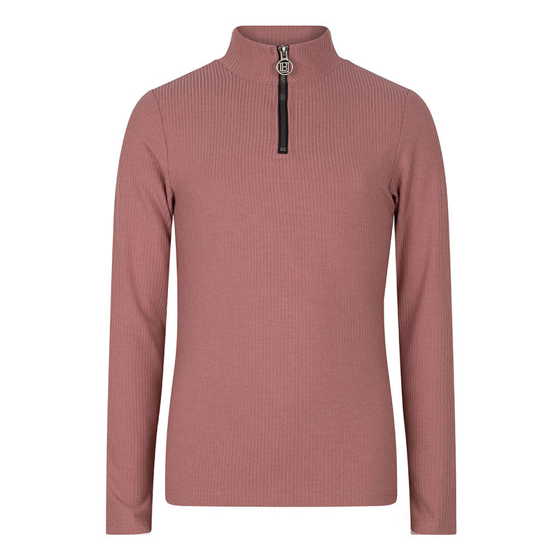 Meisjes T-Shirt Ls Rib Zipper van Indian Blue Jeans in de kleur Blush Pink in maat 176.