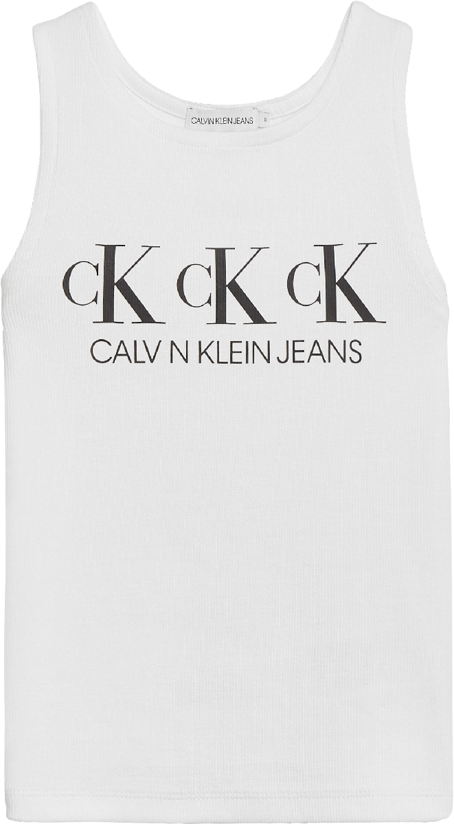 Meisjes CK REPEAT SLEEVELESS TOP van Calvin Klein in de kleur Bright White in maat 176.