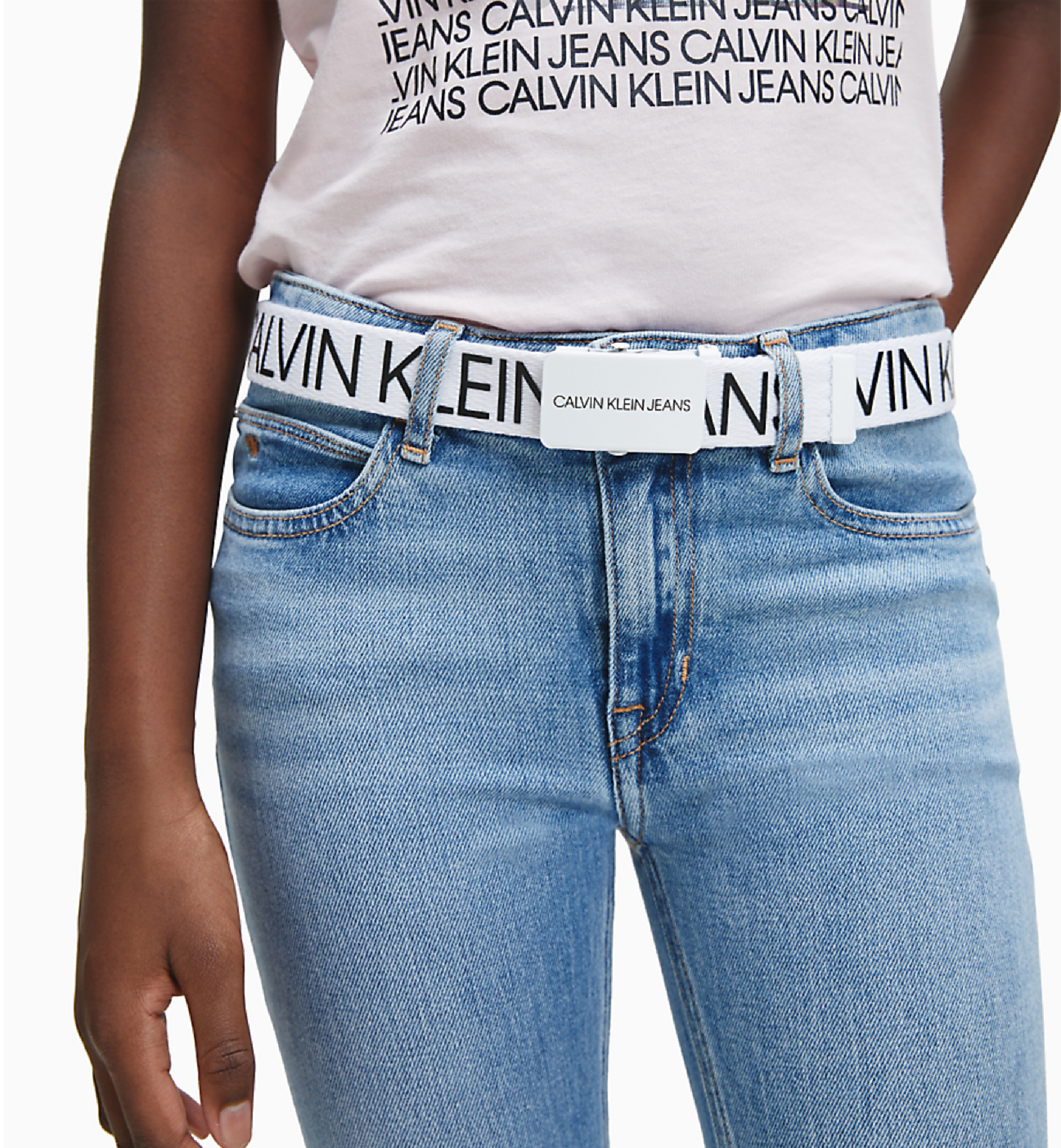Unisexs Canvas Logo Belt van Calvin Klein in de kleur Wit in maat L-XL.