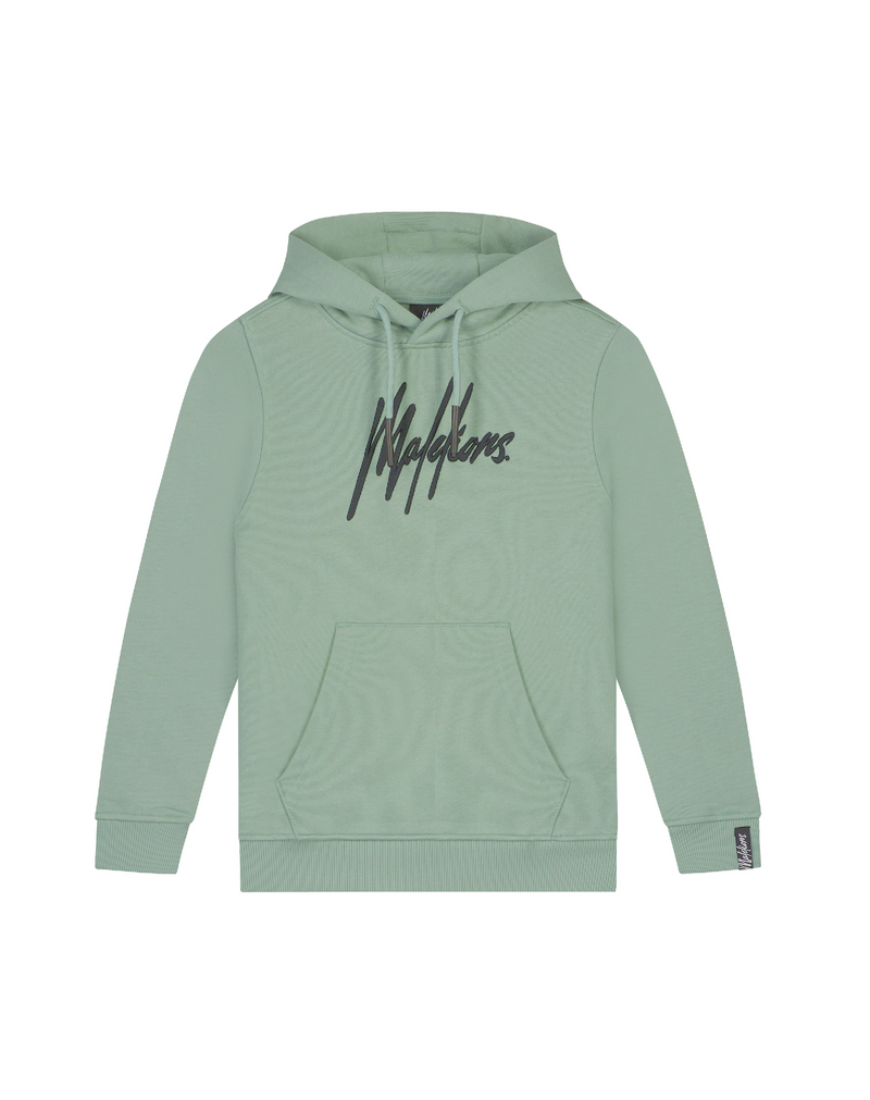 Jongens Junior Essentials Hoodie Dark Sage/Black van Malelions in de kleur Dark Sage/Black in maat 176.